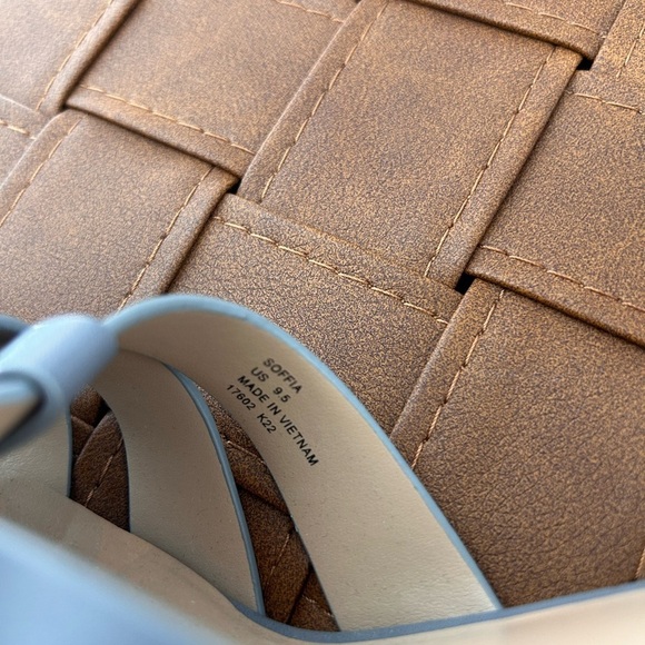 Lauren Ralph Lauren Soffia Leather Platform Heels Sandals Ocean Blue Size 9.5 - Picture 6 of 8